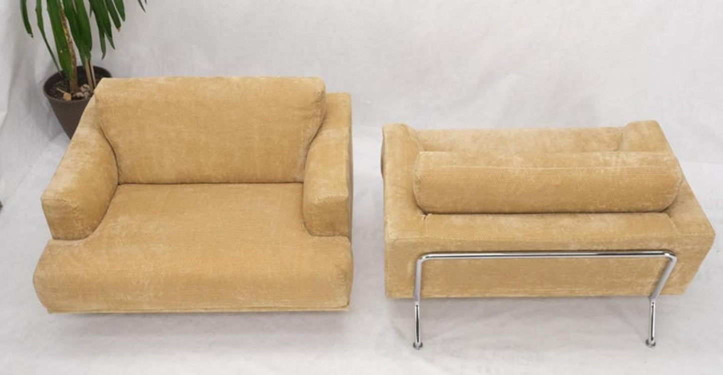 Pair of Wide Seat Almost Sattee Width Lounge Chairs by Cassina