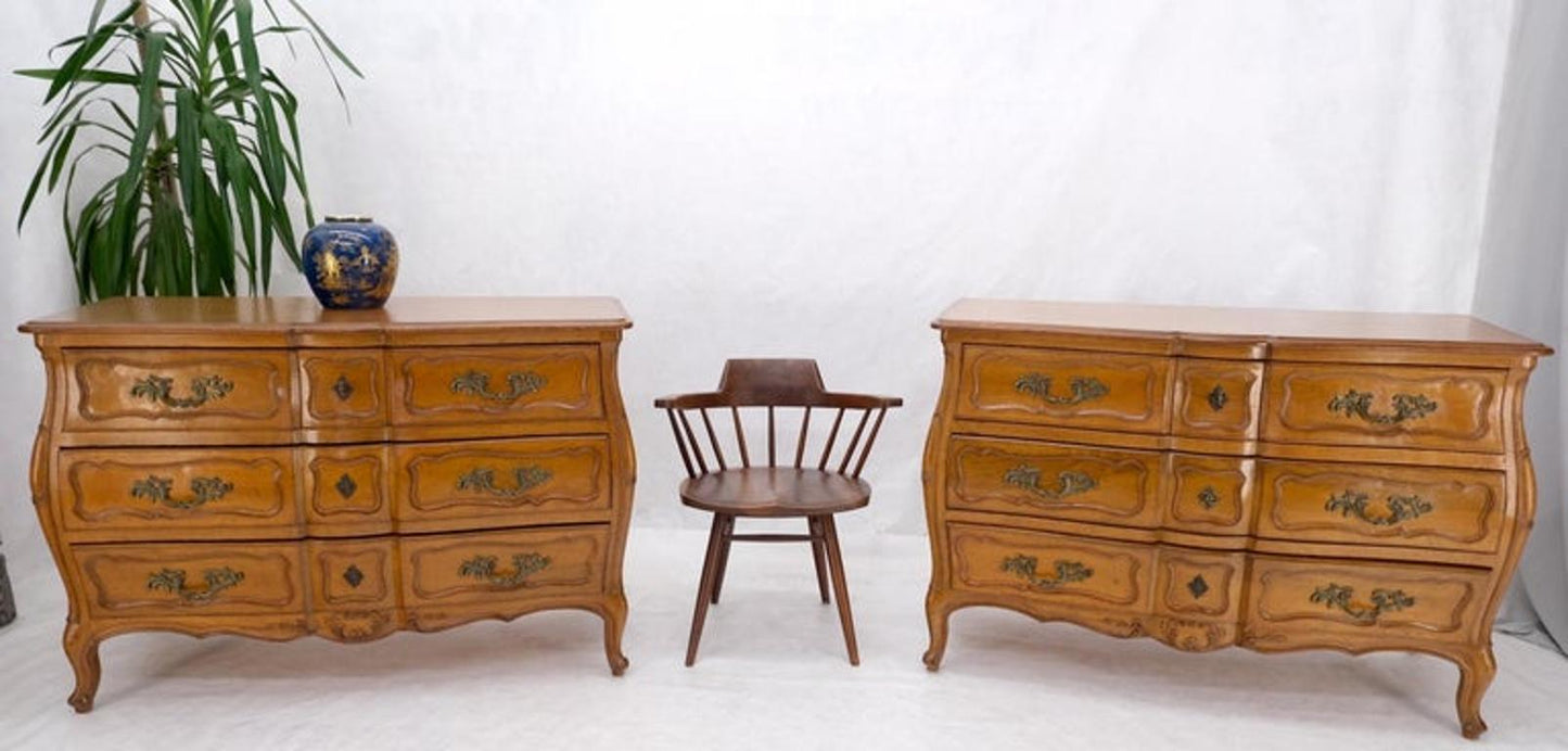 Pair Country French Bombay Shape Three Drawers Dressers Commodes Chests 3 Drawer