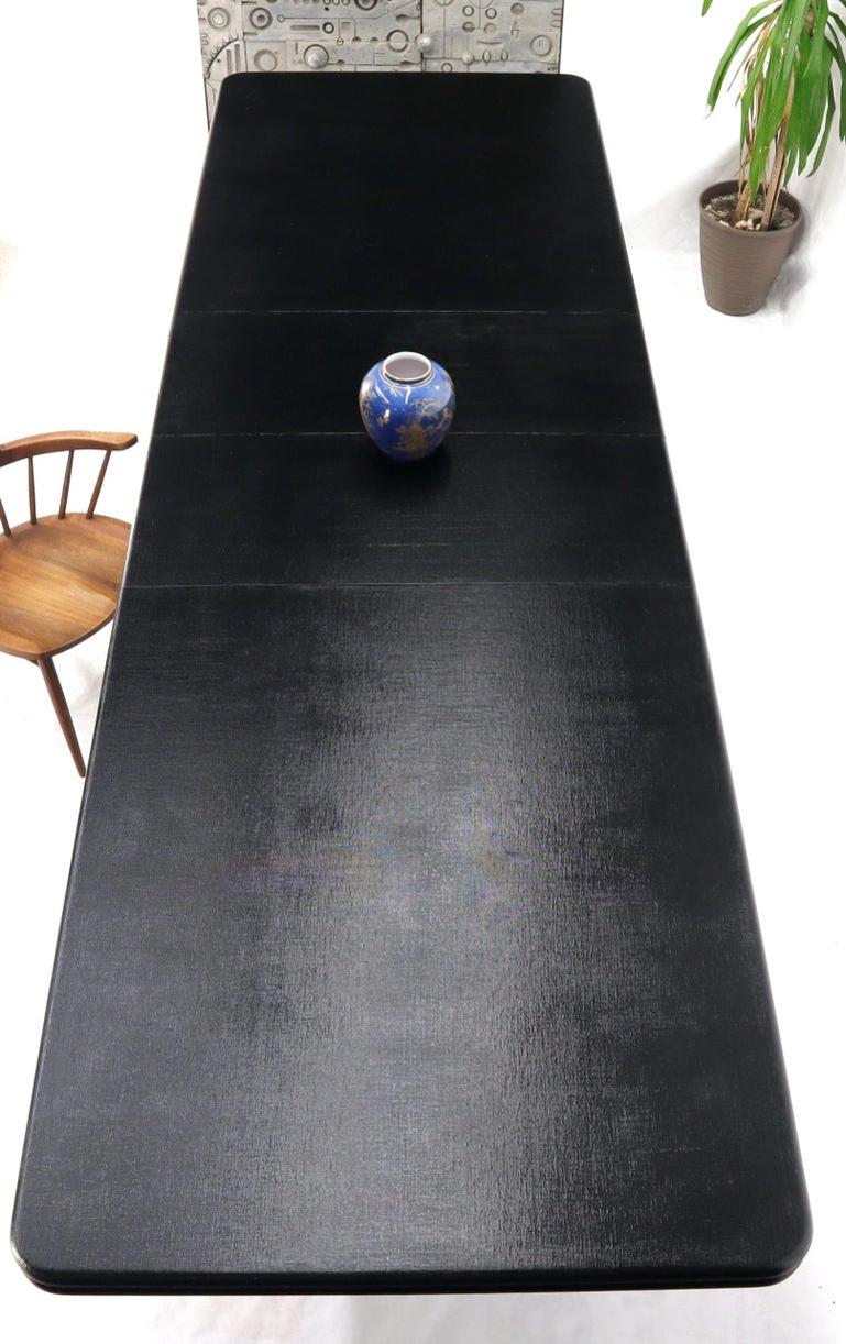 Triple Cylinder Base Lacquered Cloth Wrapped Extra Long Dining Conference Table