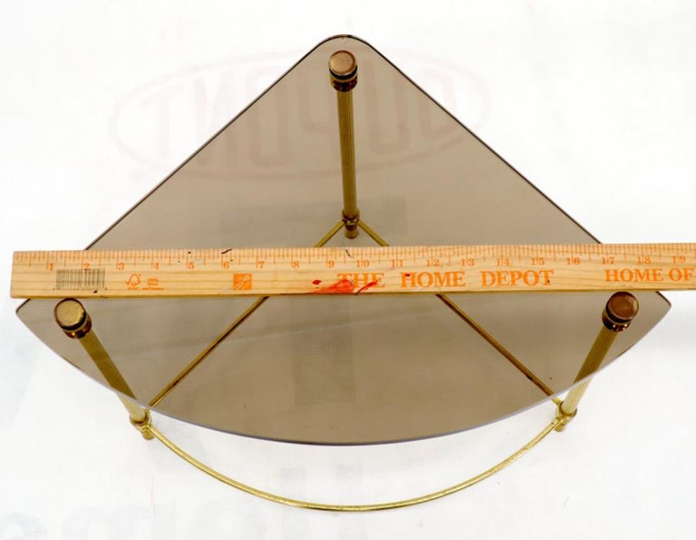 Circular Round Smoked Glass Brass Legs Nesting Coffee Table