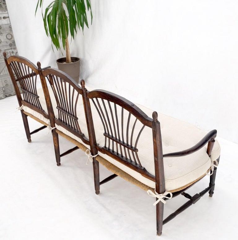 Antique Tripple Rush Seat Solid Linen Upholstery Cushion Bench Sattee Sofa Mint!