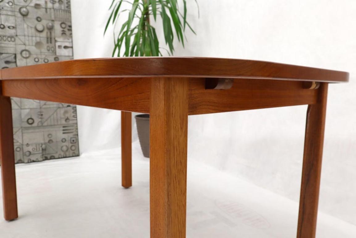 Rectangle Round Corners Teak Midcentury Danish Modern Dining Table Pop Up Leaf