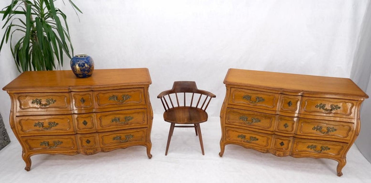 Pair Country French Bombay Shape Three Drawers Dressers Commodes Chests 3 Drawer