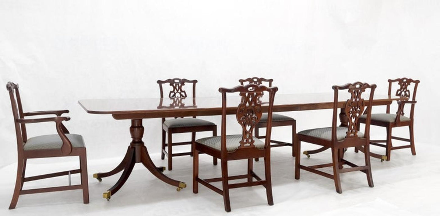 Baker Charleston Collection Mahogany Banded Dining Table 6 Chairs Set Stunning!