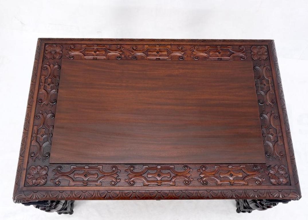 Jacobean Finely Carved Massive Solid Mahogany Partners Desk