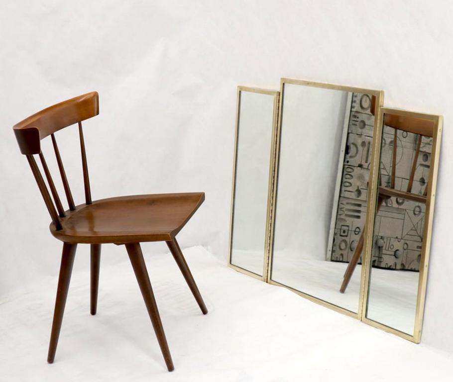 Trifold Brass Wall or Freestanding Dresser Top Mirror