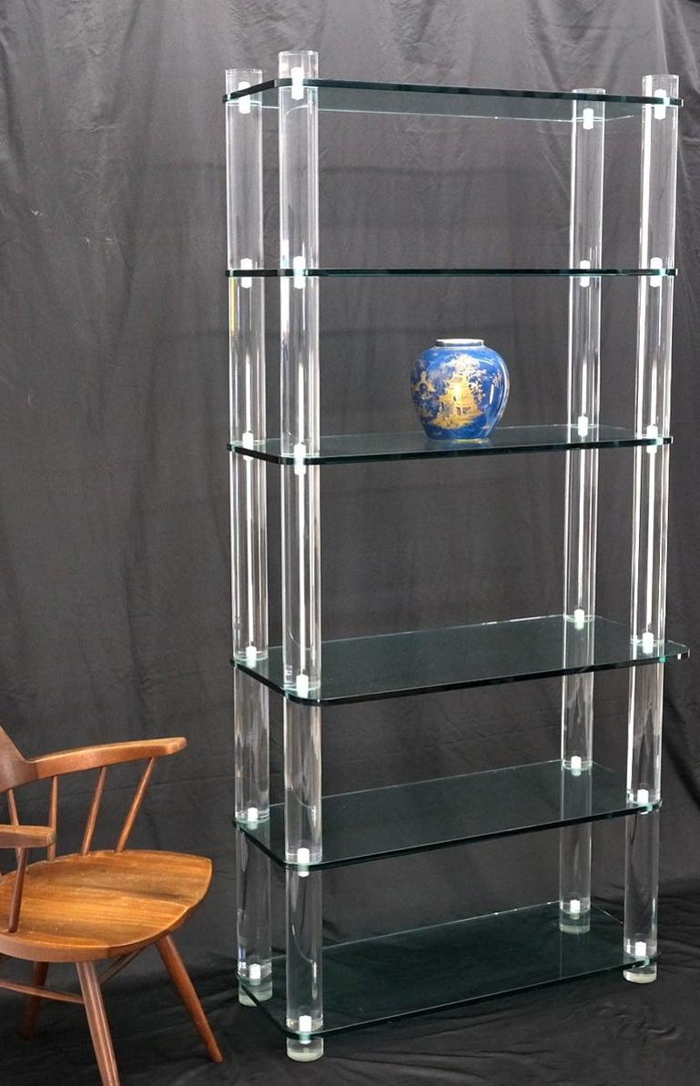 Thick Lucite Frame 6 Tier Mid Century Modern Etagere Shelving