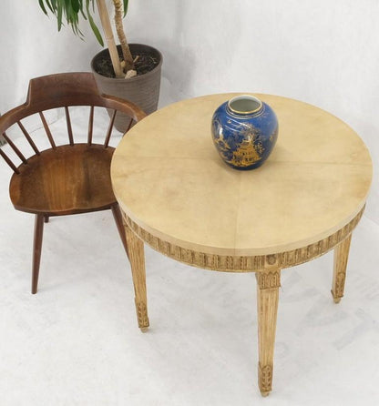 Round Lacquered Leather parchment Top Occasional Lamp Accent Table Stand