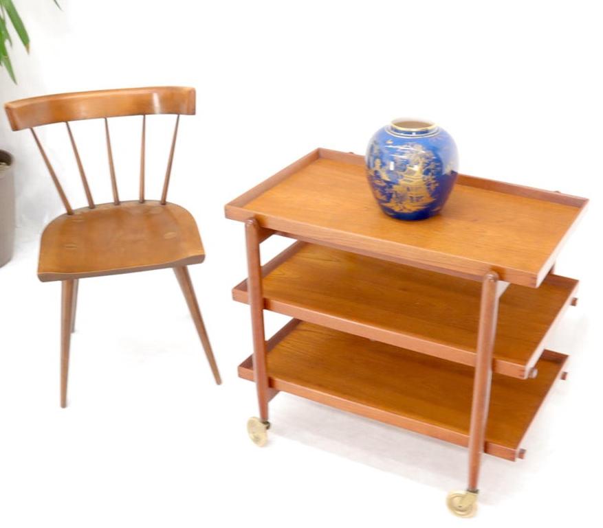 Danish Mid-Century Modern Three Tiered Rolling Serving Cart