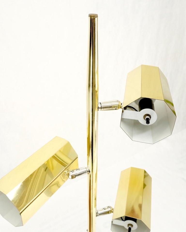 Adjustable Hexagon Cylinder Shades Three Way Brass Floor Lamp Sonneman