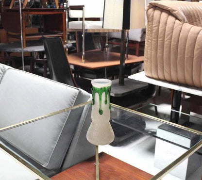 Green Pearl Iridescent Art Glass Vase