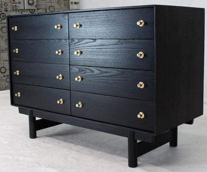 Ebonised Black Lacquer Double Dresser with Brass Pulls