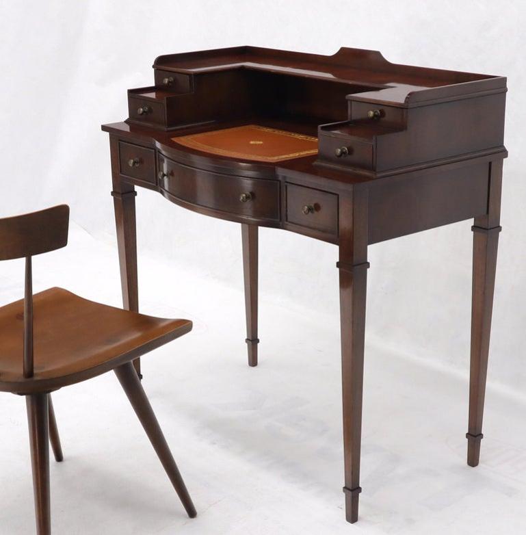 Petit English Multi Drawer Compartment Mahogany Leather Top Desk