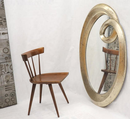 Oval Art Nouveau Style Silver Leaf Mirror