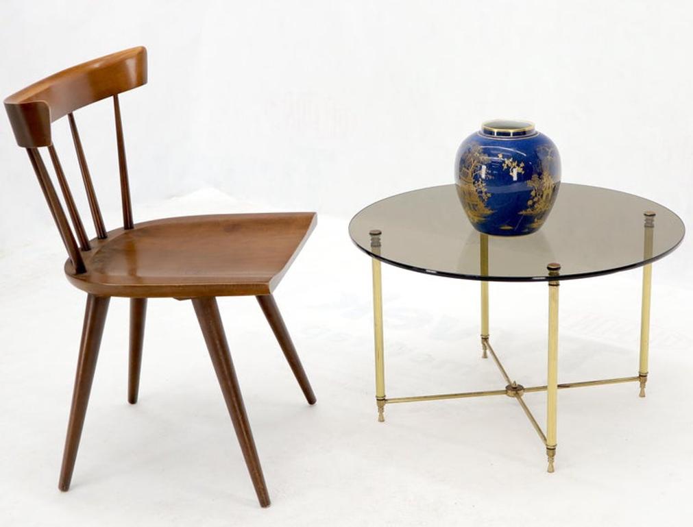 Circular Round Smoked Glass Brass Legs Nesting Coffee Table
