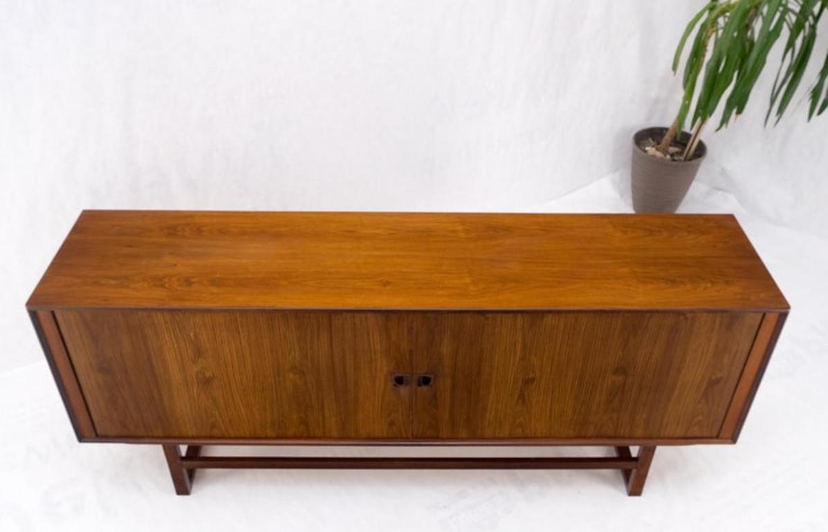 Tambour Doors Rosewood Danish Mid-Century Modern Long Credenza Buffet Dresser