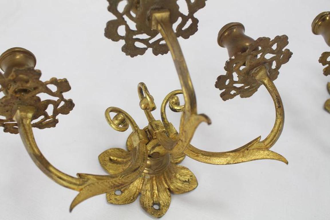 Pair of Bronze Candle Sconces