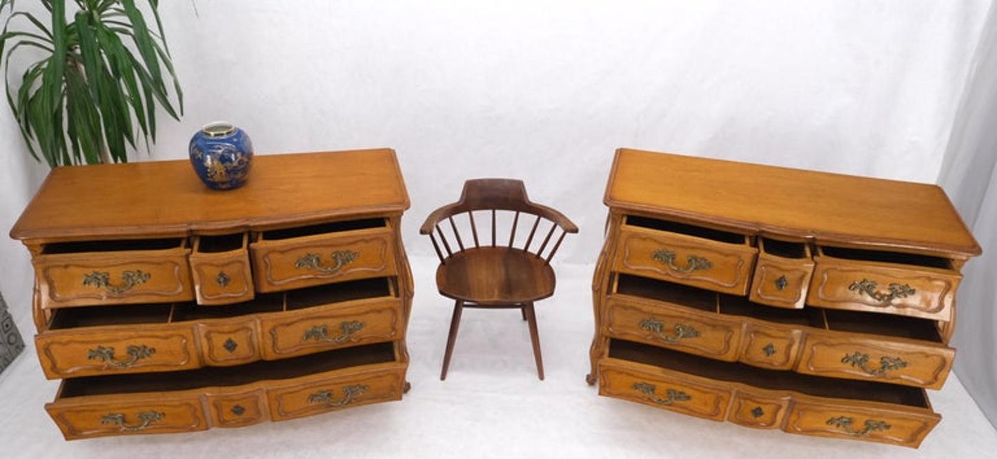 Pair Country French Bombay Shape Three Drawers Dressers Commodes Chests 3 Drawer