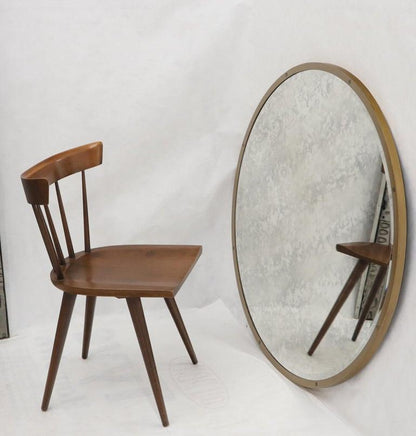 Large Round Metal Frame Wall Mirror with Screw Head Accents
