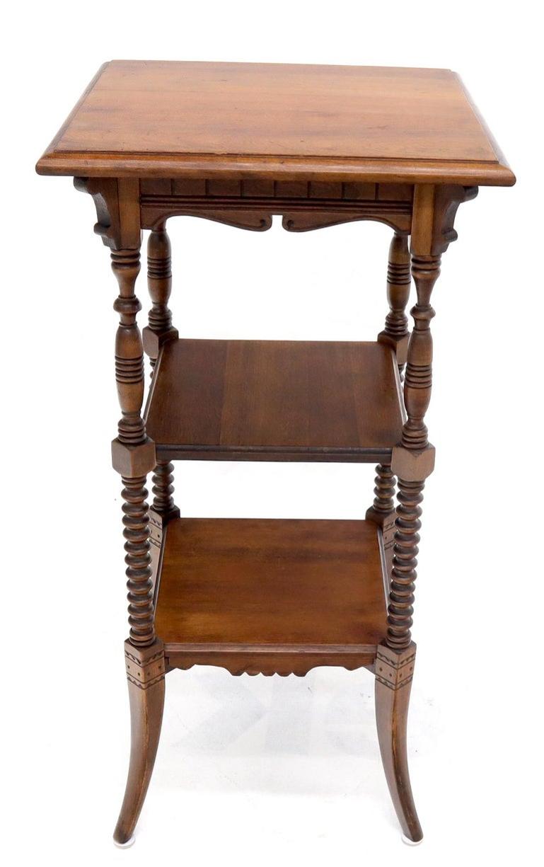Victorian Square Three-Tier Stand Corner Lamp Occasional Table Stand