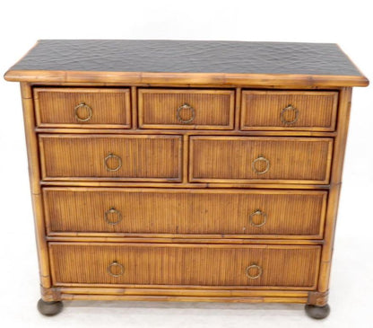 Rattan 7 Drawer Bachelor Chest of Drawers by Baker