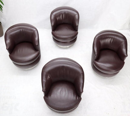 Set of 4 Barrel Back Leather Chairs Baughman Style