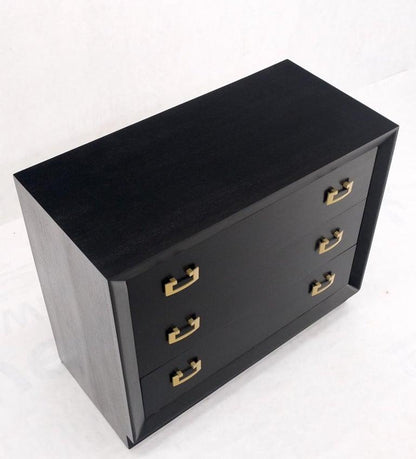 Gold Drop Pulls Ebonized Mahogany 3 Drawers Bachelors Chest Dresser Cabinet MINT