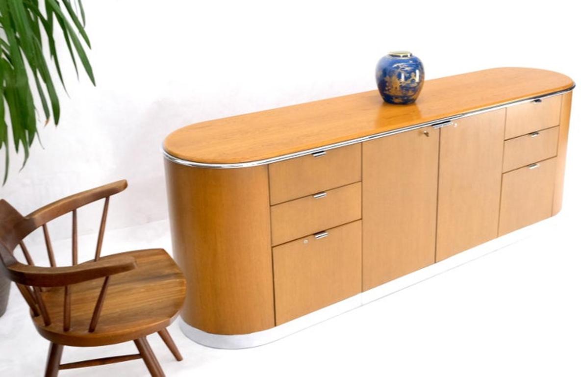 Mid Century Modern Long Rounded Sides Credenza by Thonet