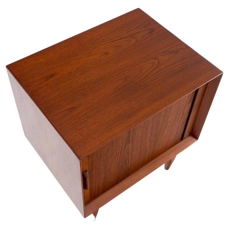 Danish Mid-Century Modern Tambour Door One Drawer End Table Night Stand Mint!