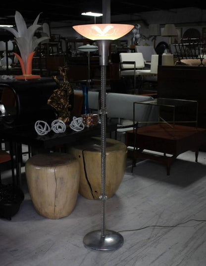 Twisted Glass Pole Floor Lamp