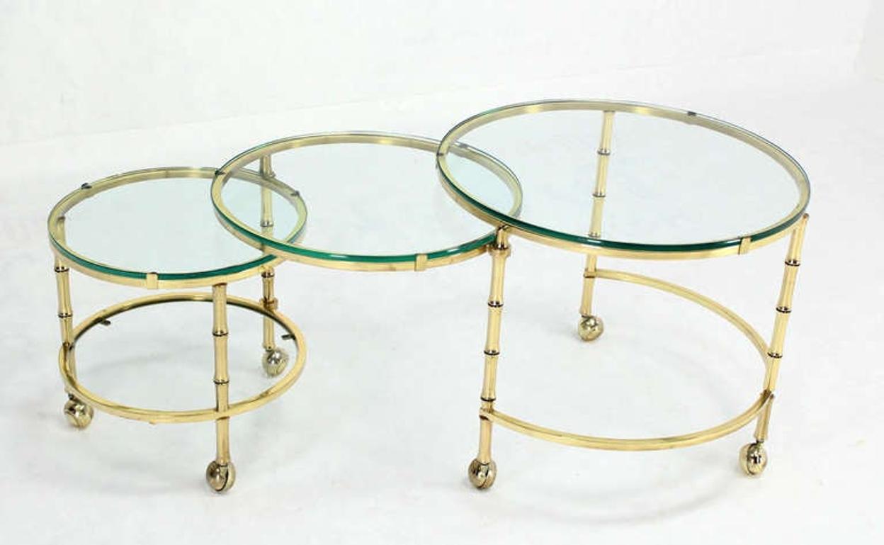 Solid Brass Faux Bamboo Expansion Nesting Tables