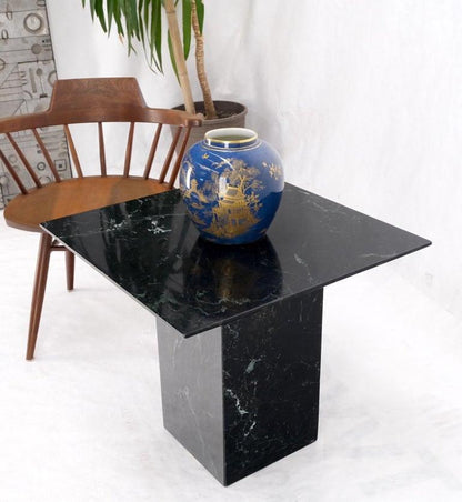Square Black Marble Single Pedestal Side End Table Night Stand Pedestal
