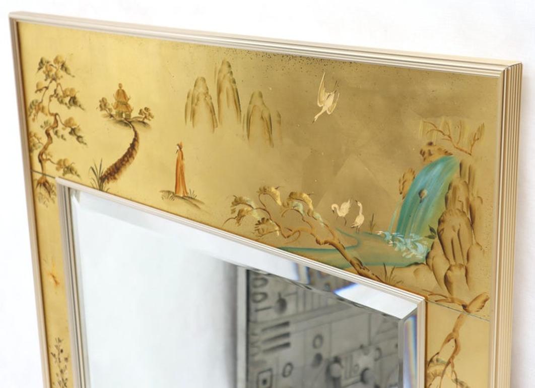 La Barge Reverse Painted Gold Leaf Rectangular Frame Decorative Mirror