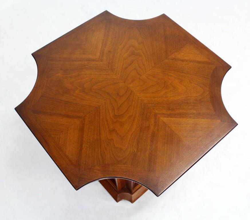 EstablishedLines Occasional Side Table Finely Carved Solid Walnut Base Figural Top Mid Century