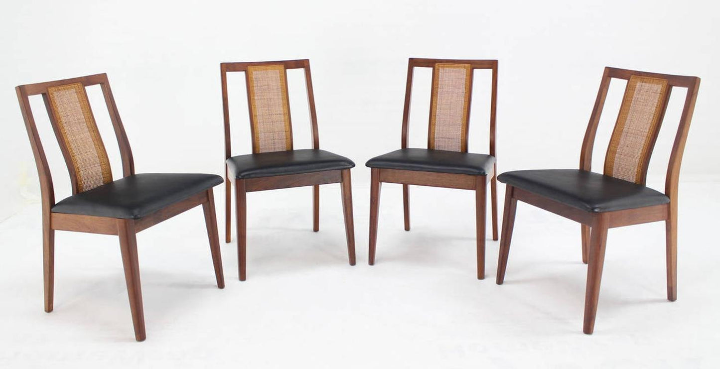 EstablishedLines Set 4 Danish Mid-Century Modern Oiled Walnut Cane Back Side Dining Chairs MINT!