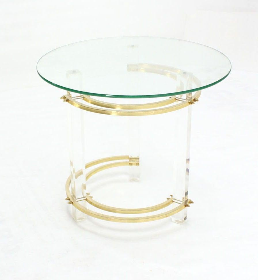 EstablishedLines Mid Century Charles Hollis Jones Round Lucite Brass Side End Lamp Table Stand