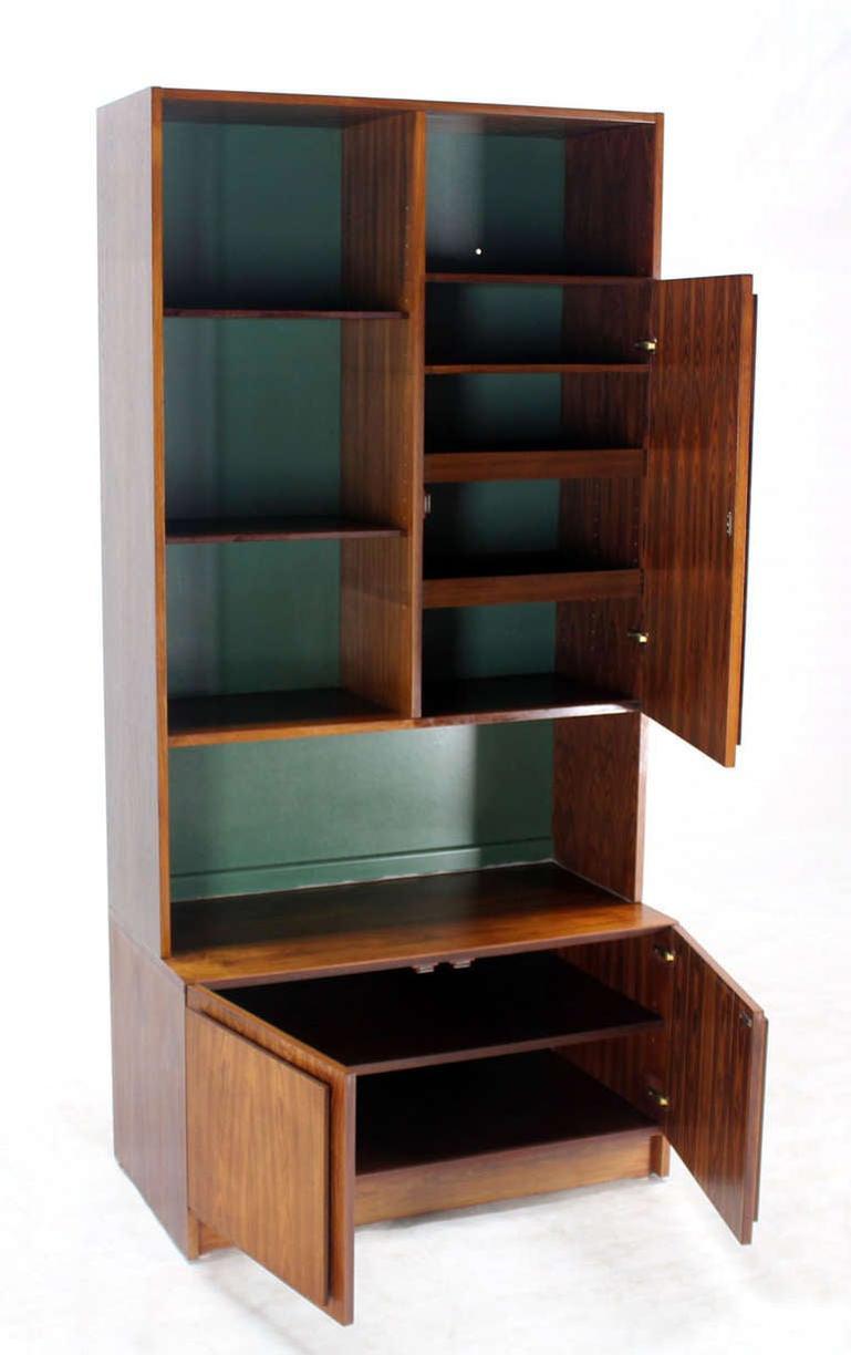 EstablishedLines Danish Mid Century Modern Rosewood Wall Unit Shelves 3 Door Compartments MINT