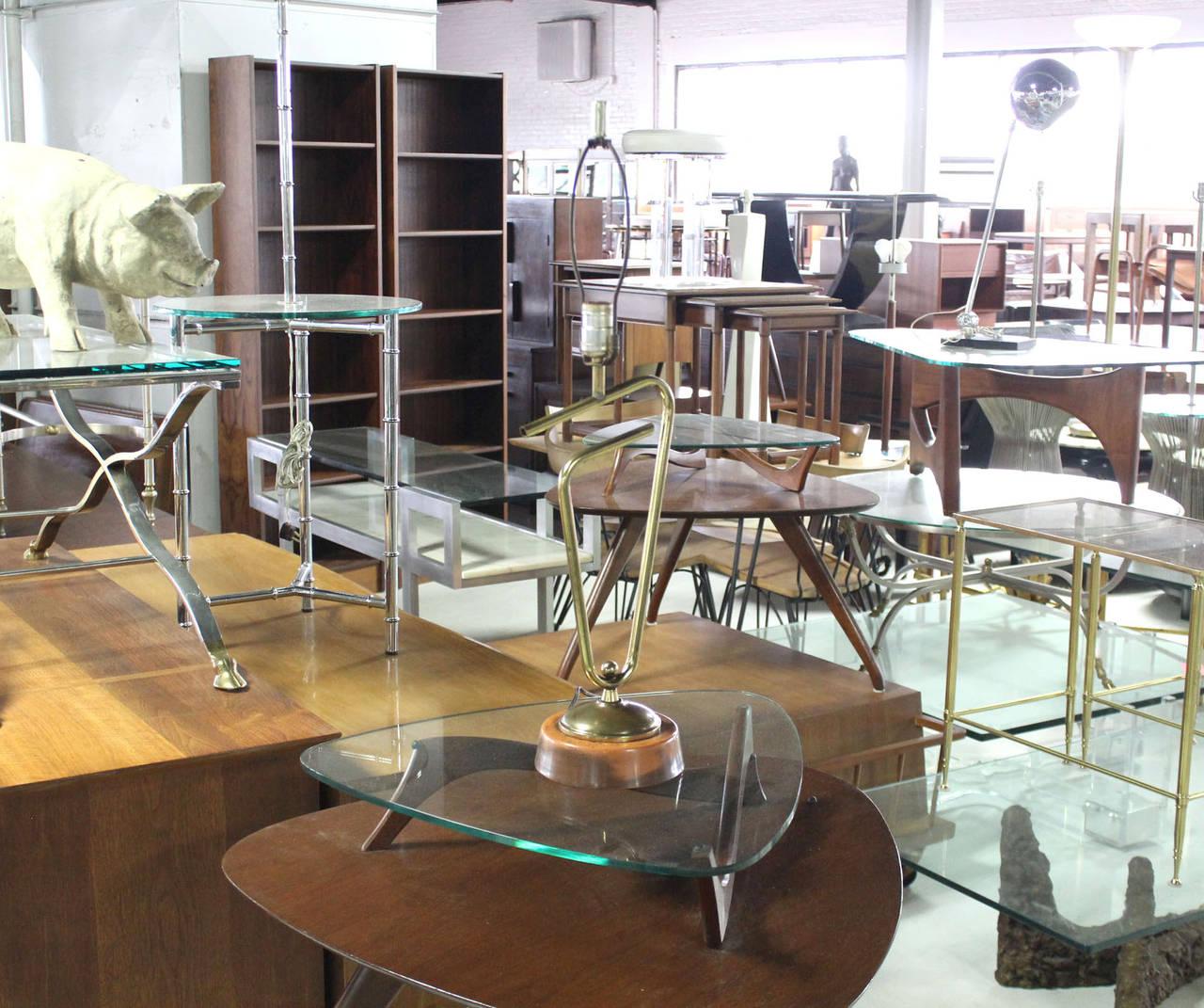 EstablishedLines Sculptural Bent Brass Tube Paper Clip Shape Table Lamp Fontana Arte Style MINT