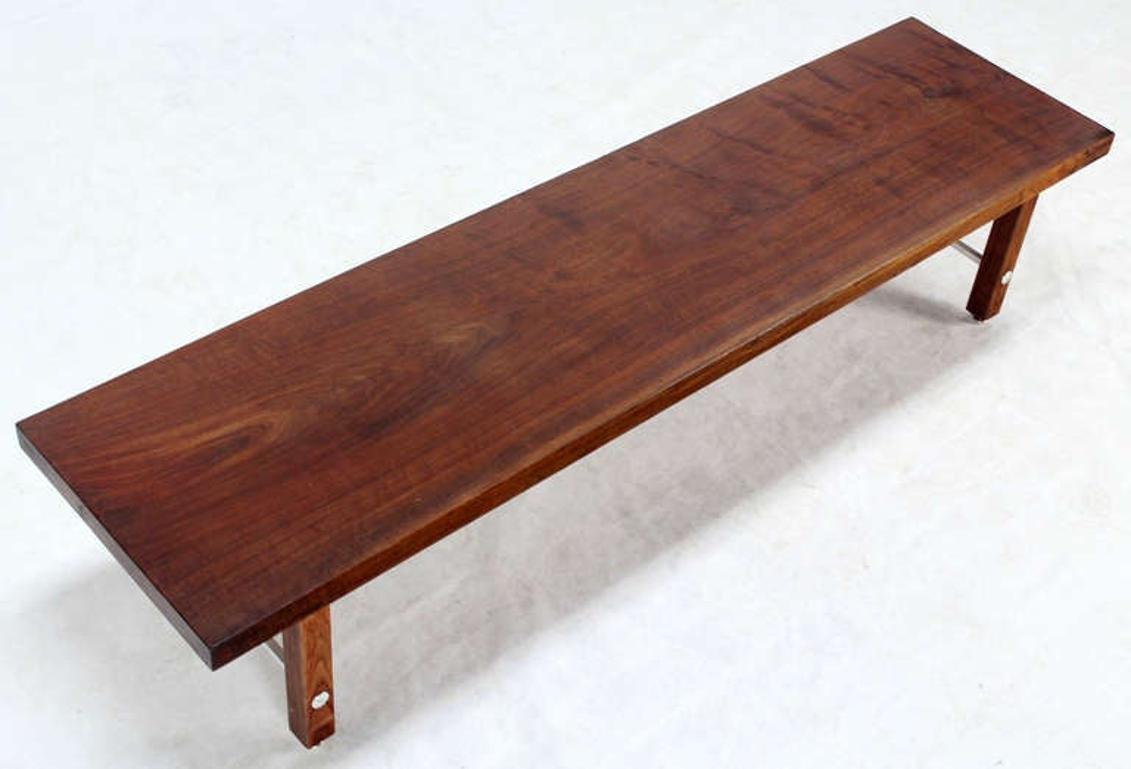 EstablishedLines 6 ' Long Solid Walnut Top Coffee Table or Bench on Solid Legs Aluminum Stretcher