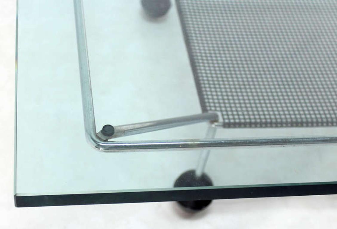 EstablishedLines Mid Century Modern Square Glass Top Coffee Table Atomic Round Ball Shape Legs