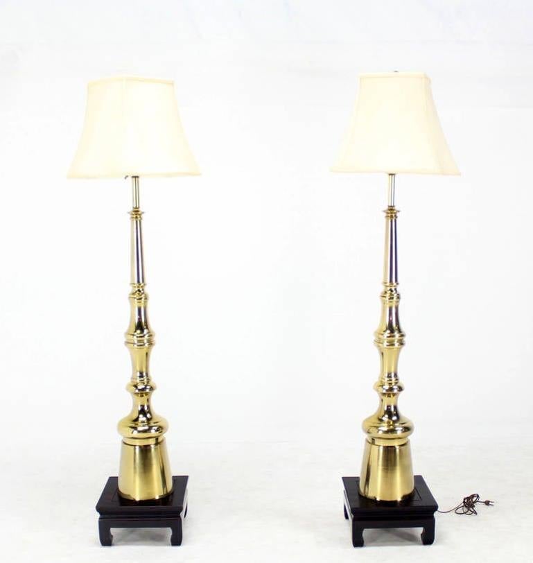 Pair Large 5'Tall Mid-Century Modern Metal Finial-Shape Floor Lamps Stands Mint!