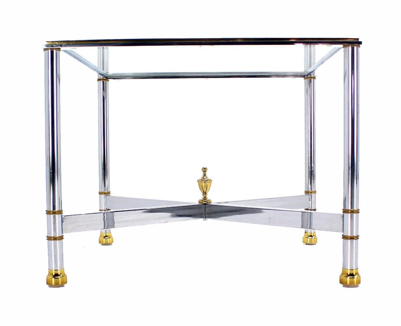 EstablishedLines Pair Mid Century Modern Square Chrome X Base End Side Coffee Tables Stands