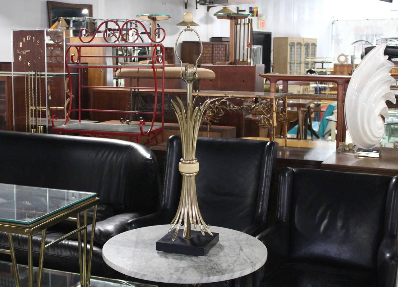 EstablishedLines Mid Century Modern Gold or Brass Wheat Sheaf Base Table Lamp by Chapman Mint