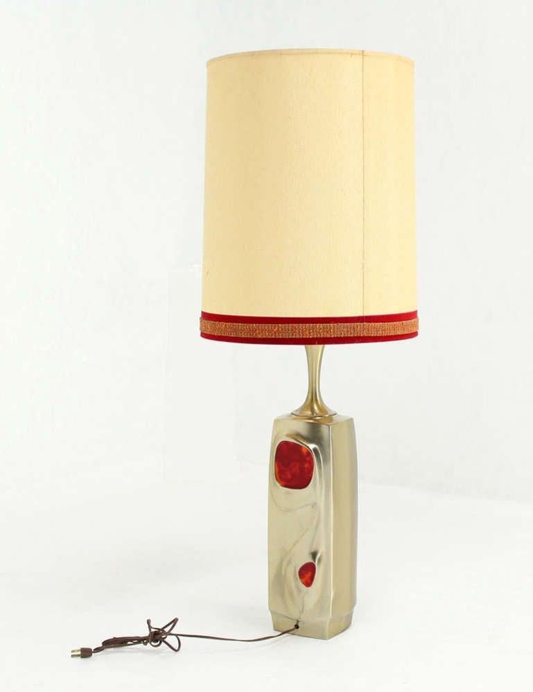 EstablishedLines Mid-Century Modern Art Nouveau Revival Style Cast Metal Base Table Lamp MINT!