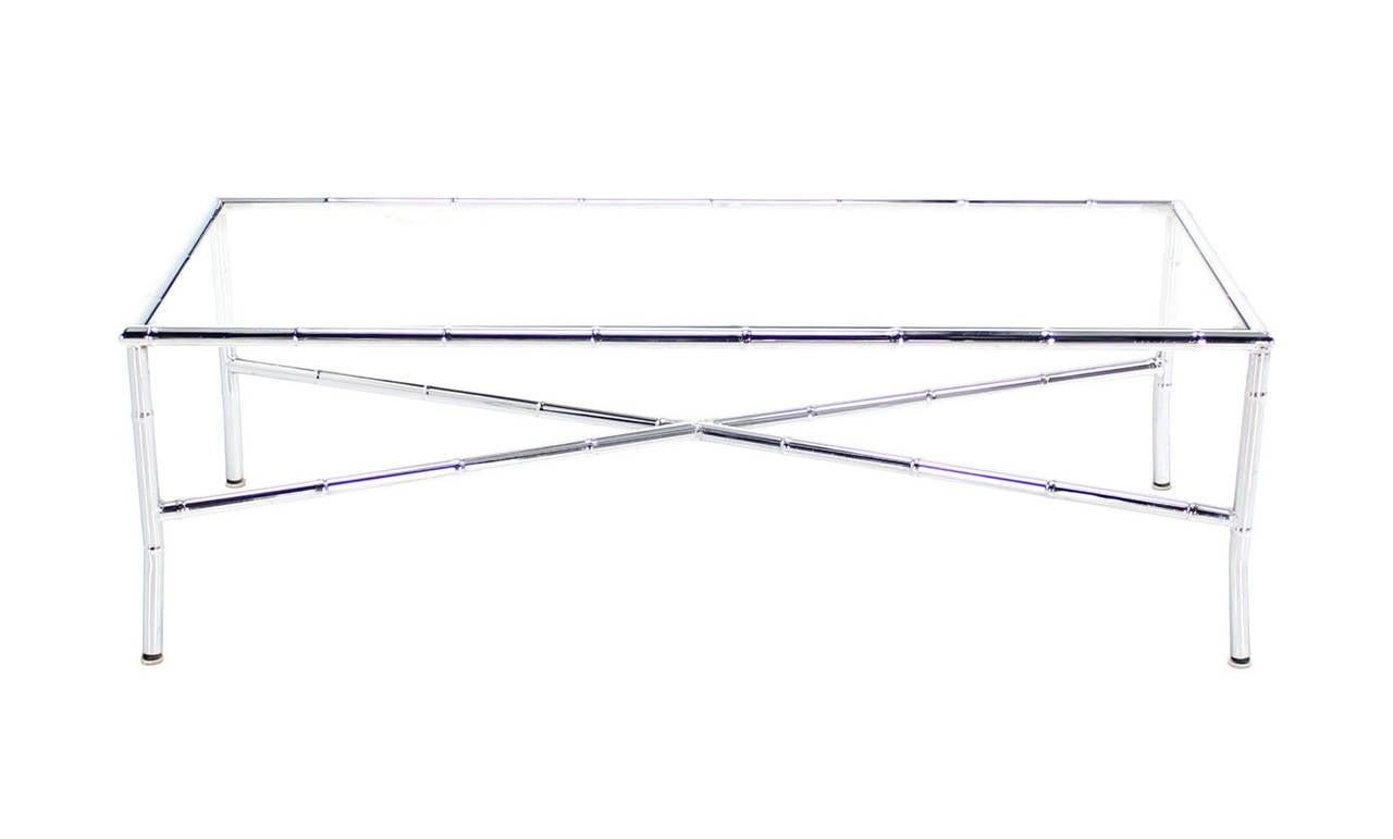 EstablishedLines Mid Century Italian Modern Faux Bamboo X-Base Long Rectangle Coffee Table MINT!