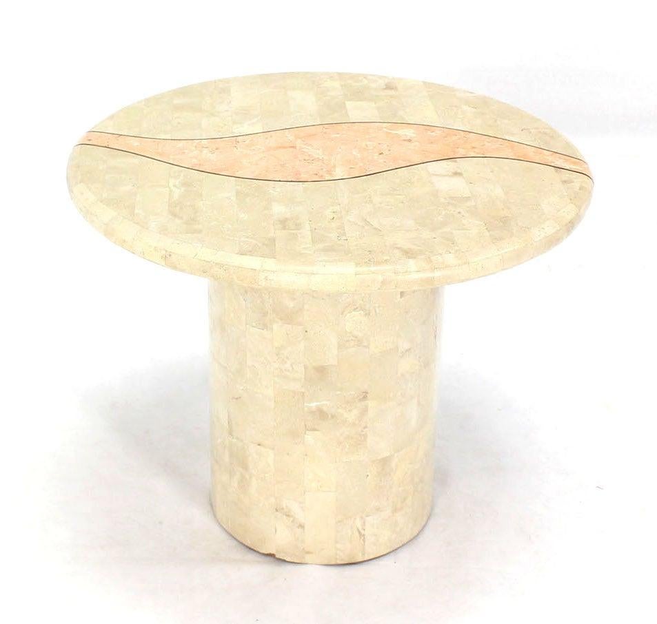 EstablishedLines Mid Century Modern Tessellated Stone Veneer End Side Lamp Table Pedestal Stand