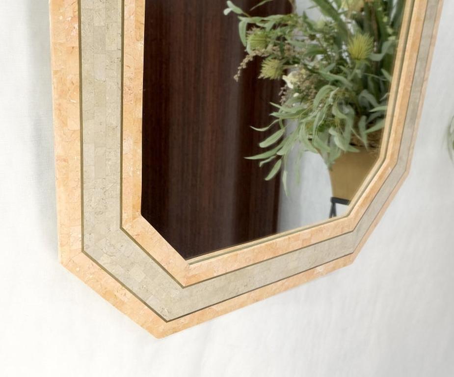Tessellated Frame Octagonal Rectangle Shape Brass Inlay Wall Mirror Mint!