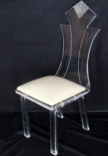 Set of Four Carved Bent Lucite Dining Chairs