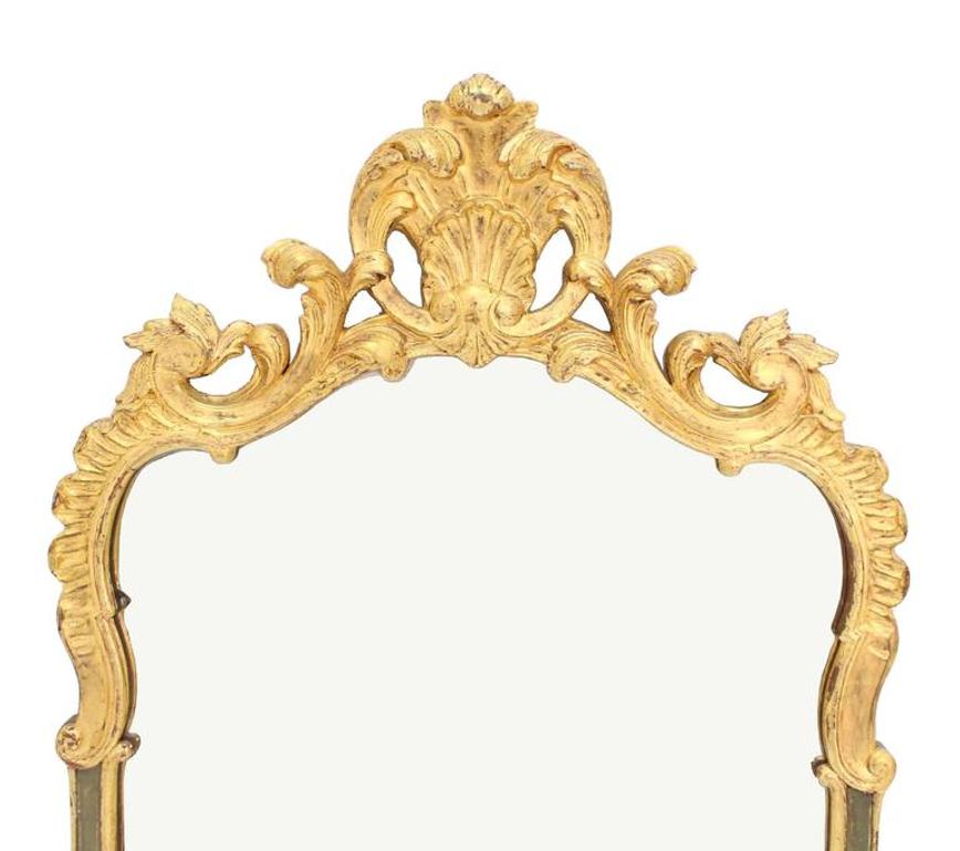 Carved Wood Gold Guild Rococo Style Mirror