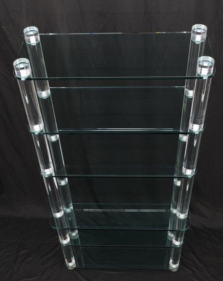 Thick Lucite Frame 6 Tier Mid Century Modern Etagere Shelving